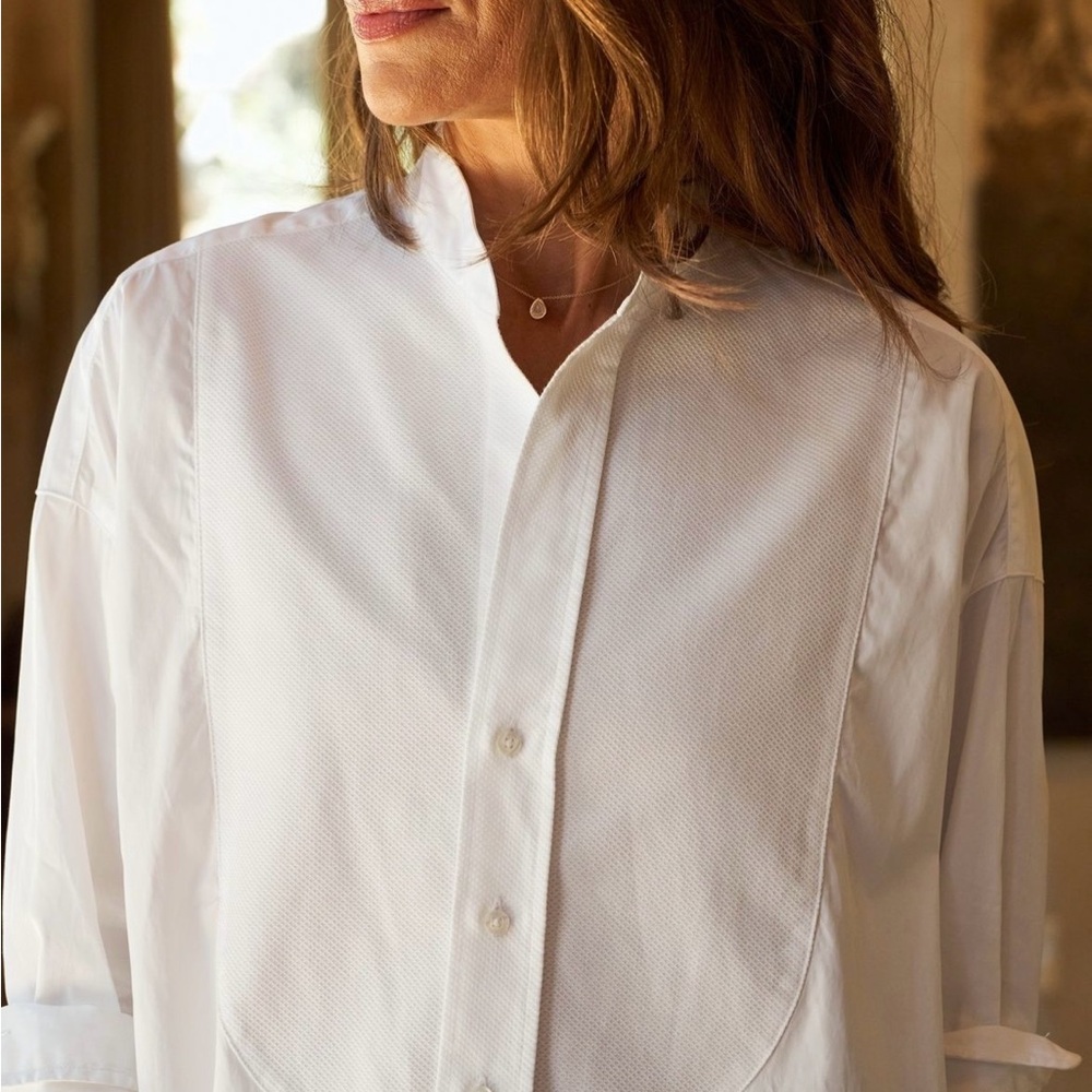 Frank & Eileen Victoria Tuxedo Oversized Button Up White Shirt-sz Medium